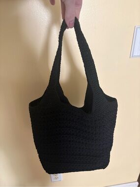 The Sak Black Crochet Tote Shoulder Bag